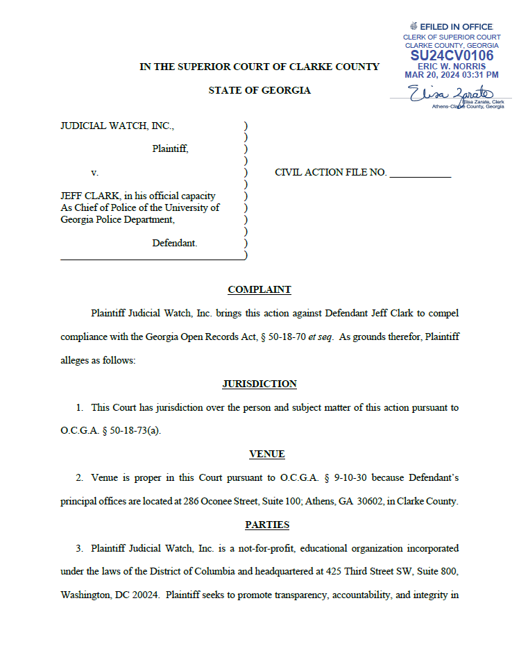 JW v Clark U GA Laken Riley complaint 0106