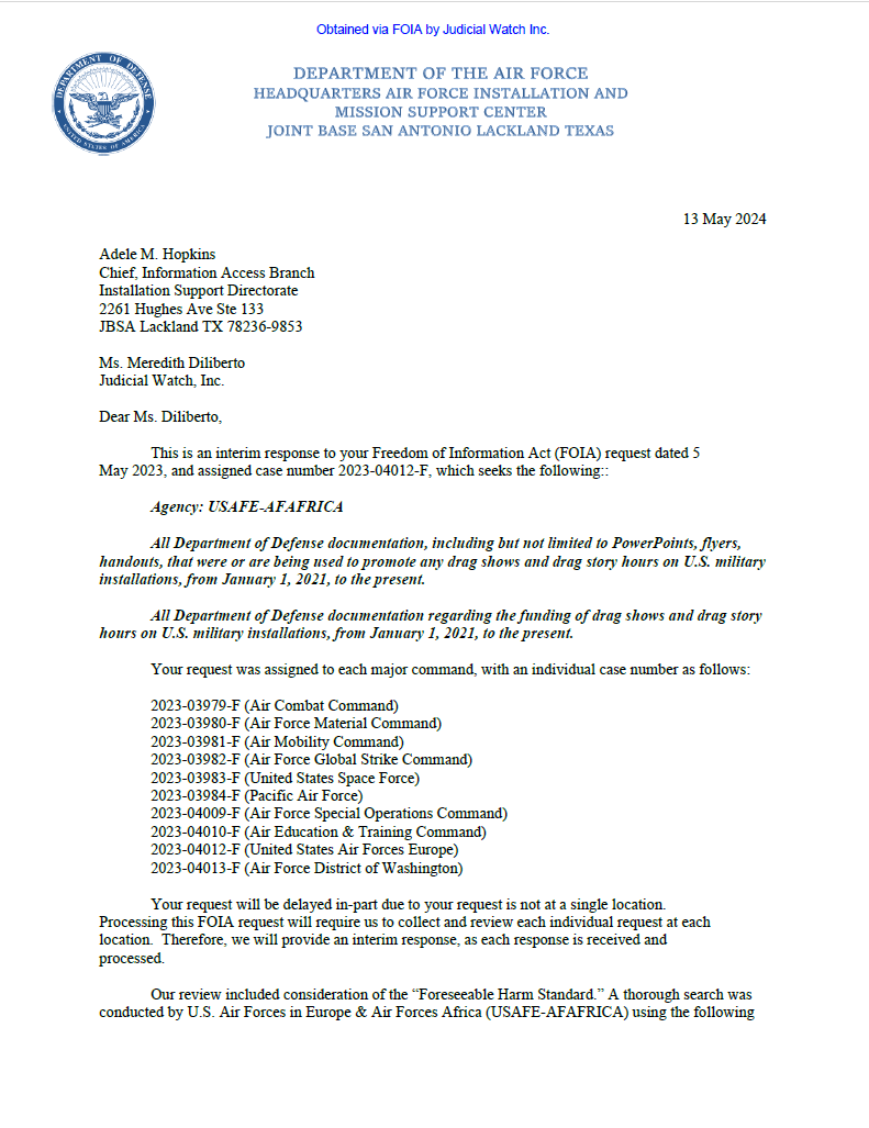 DOD Drag Shows May 2024