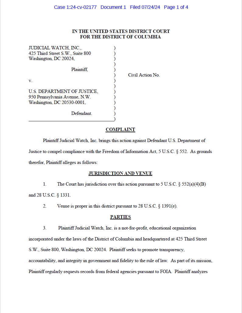JW v DOJ Appendix A Hur Report complaint 02177