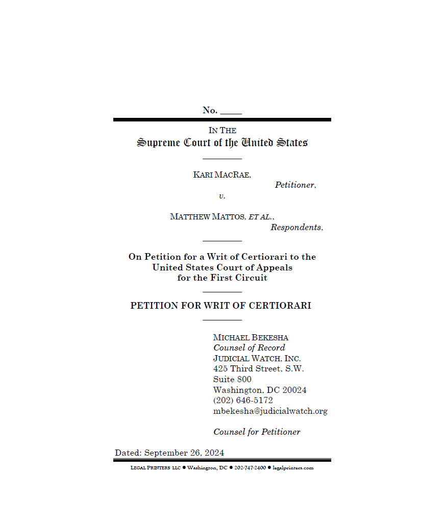 MacRae vs Mattos Supreme Court Cert Petition