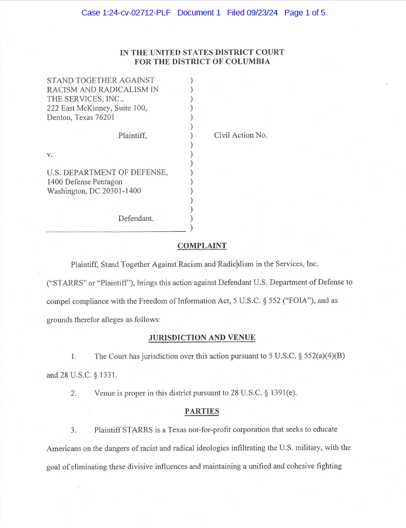STARRS v DOD complaint 02712