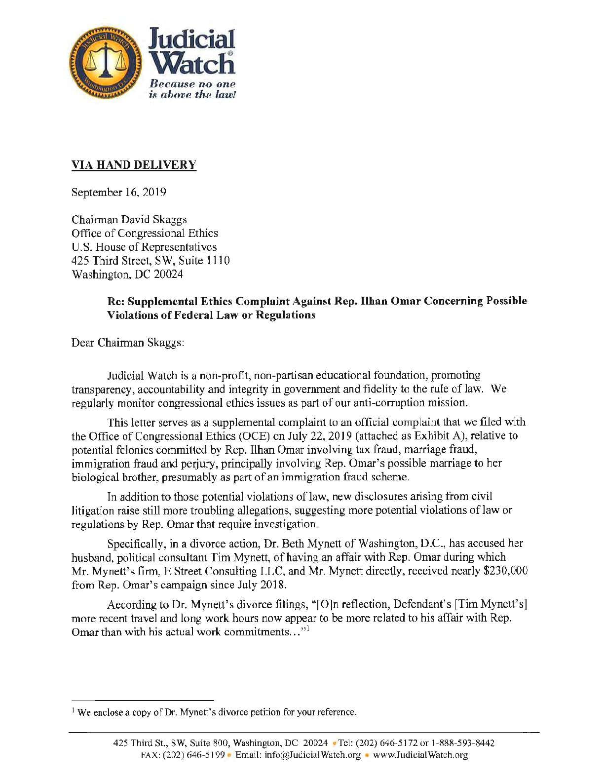 Omar ethics complaint 09 19 19