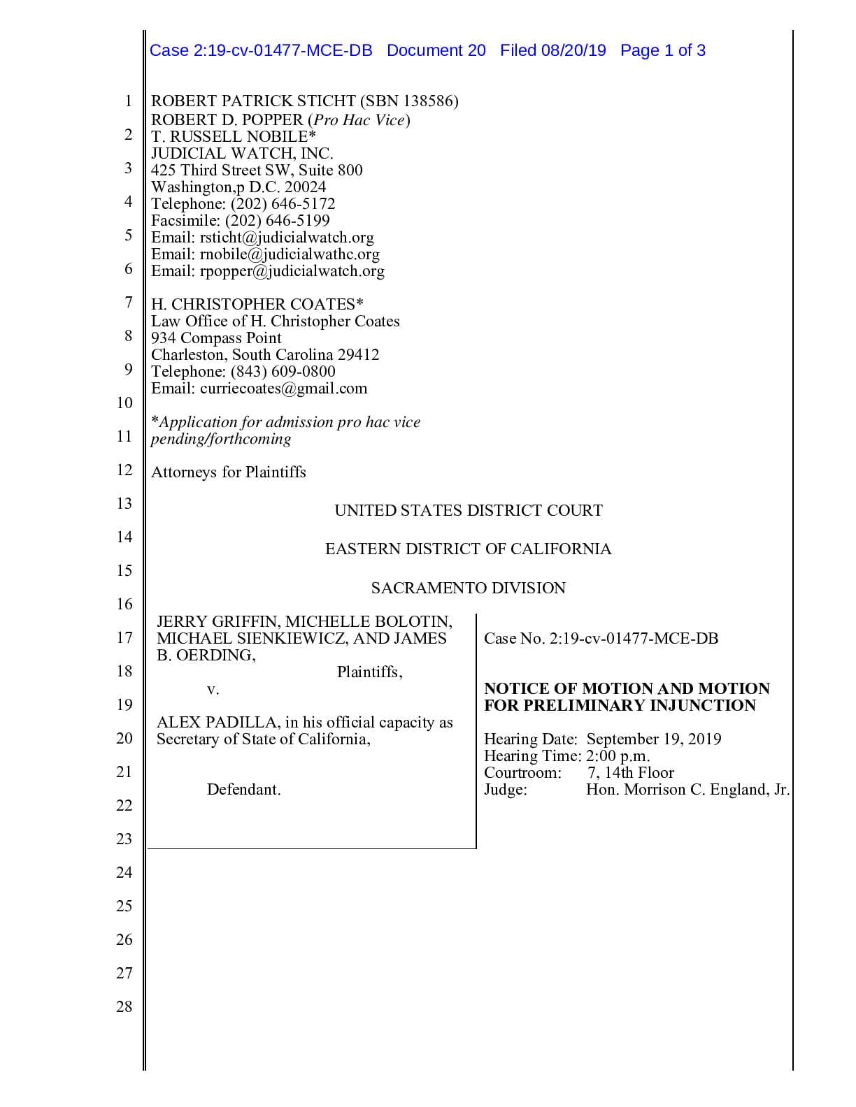 Griffin v Padilla CA Tax Return Preliminary Injunction 01477