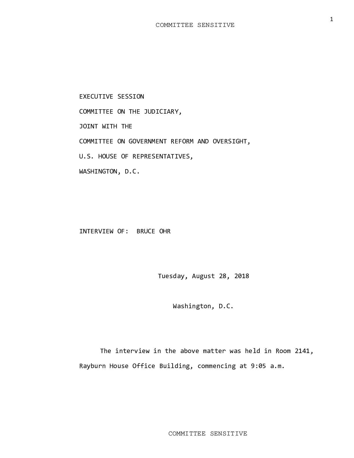Bruce Ohr Interview Testimony August 2018