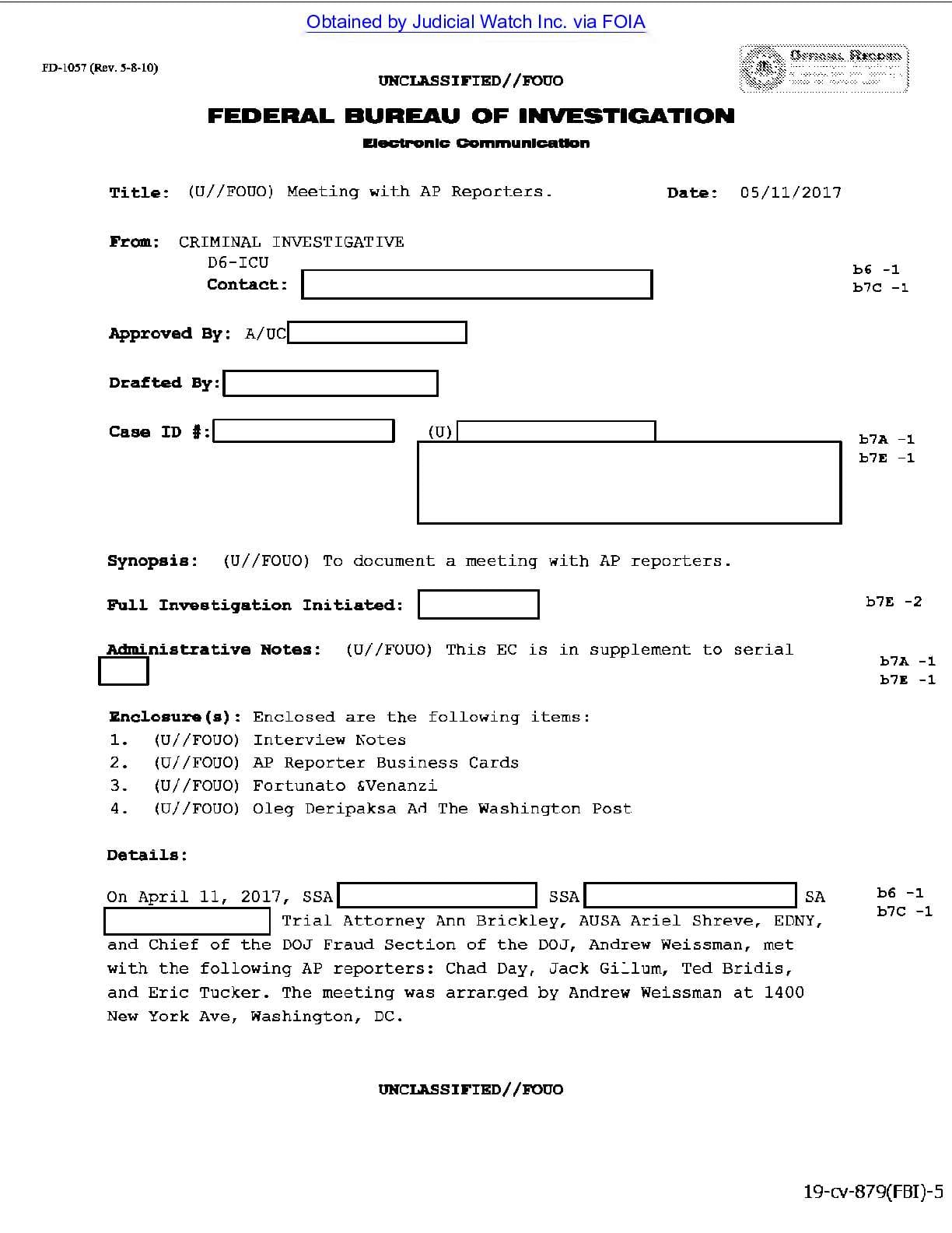 JW v DOJ Weissmann records 00879 pg 10-16