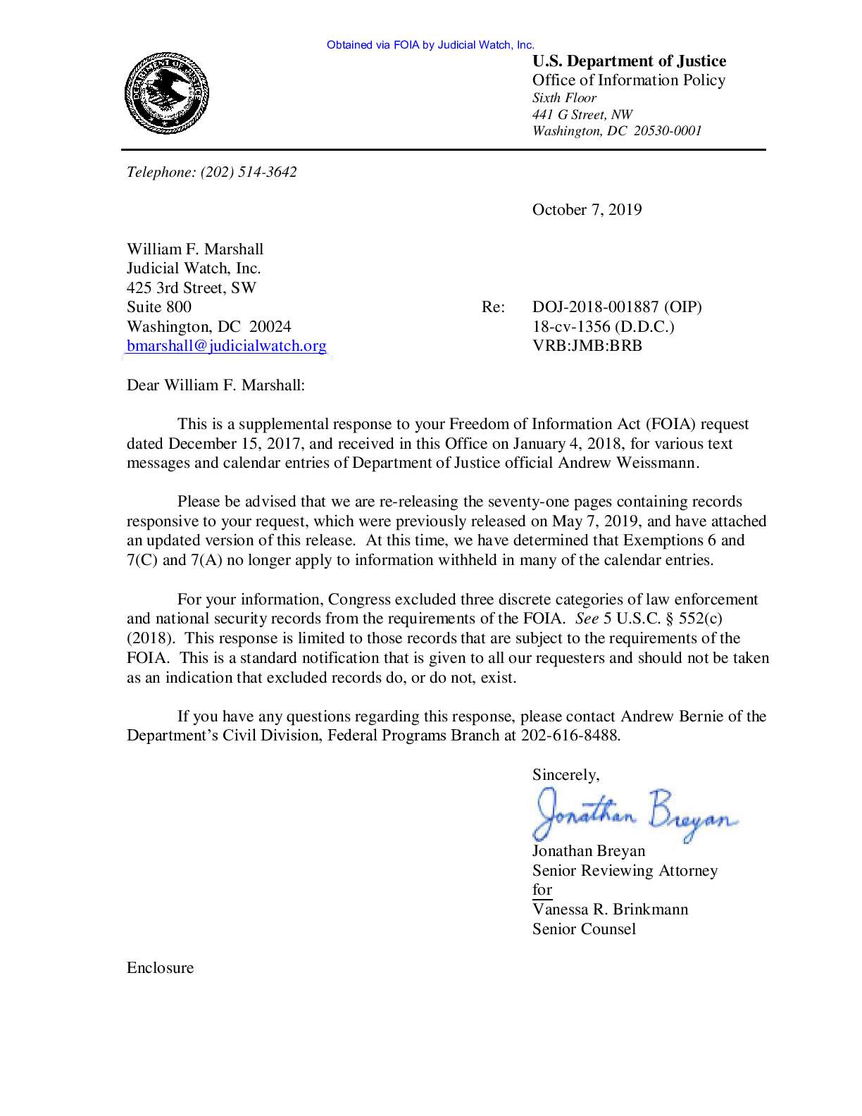 JW v DOD withheld Weissmann docs 01356