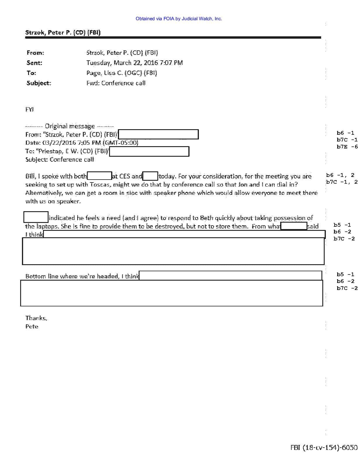 JW v DOJ Strzok Page emails prod 14 00154 pg 16