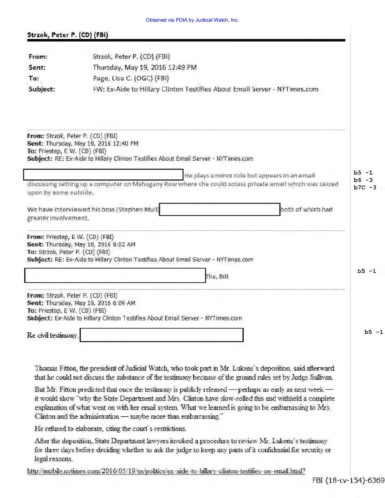 JW v DOJ Strzok Page emails prod 14 00154 pgs 105-106