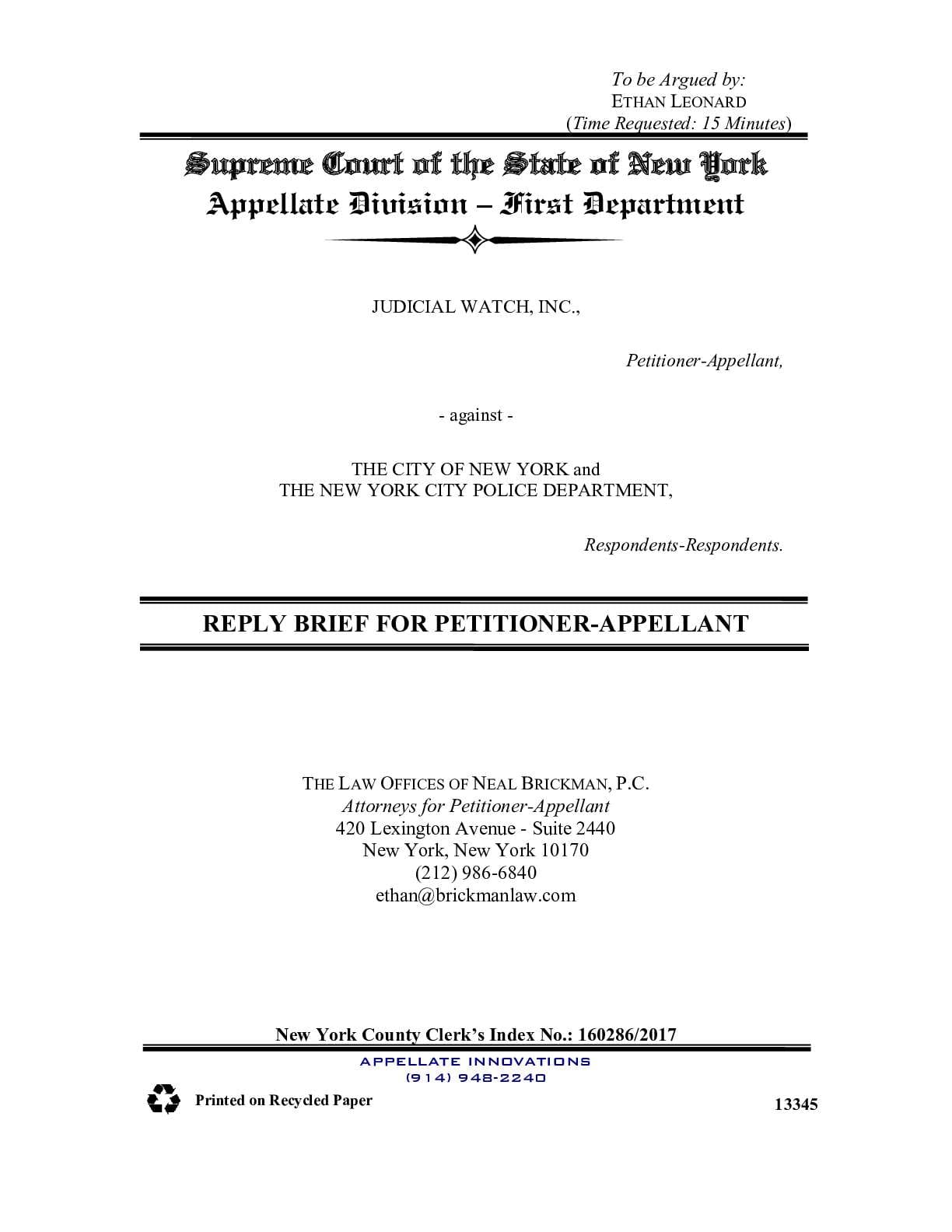 Cardillo NYPD Appeal