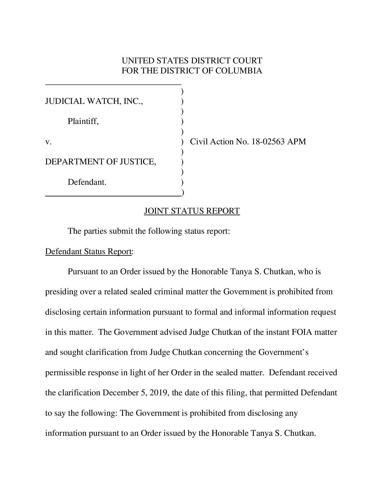 JW v DOJ Awan Status Report 02563