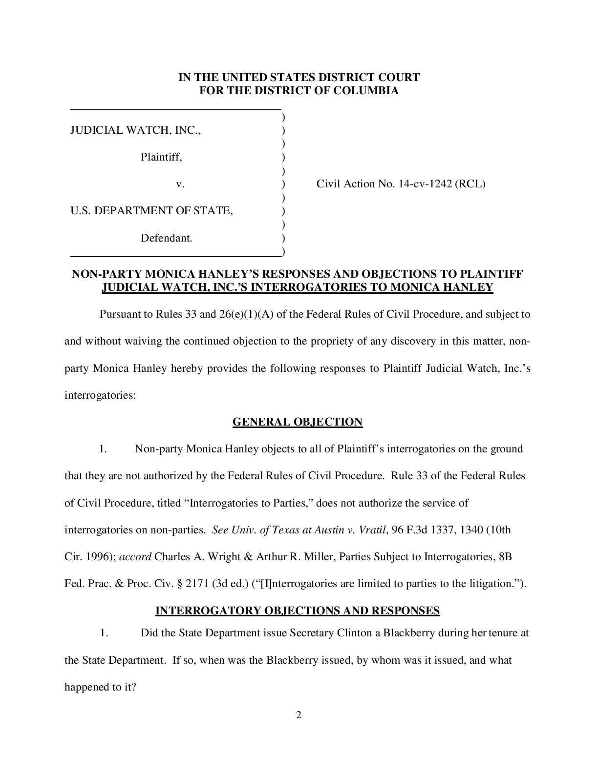 JW v State Hanley Interrogatories 01242