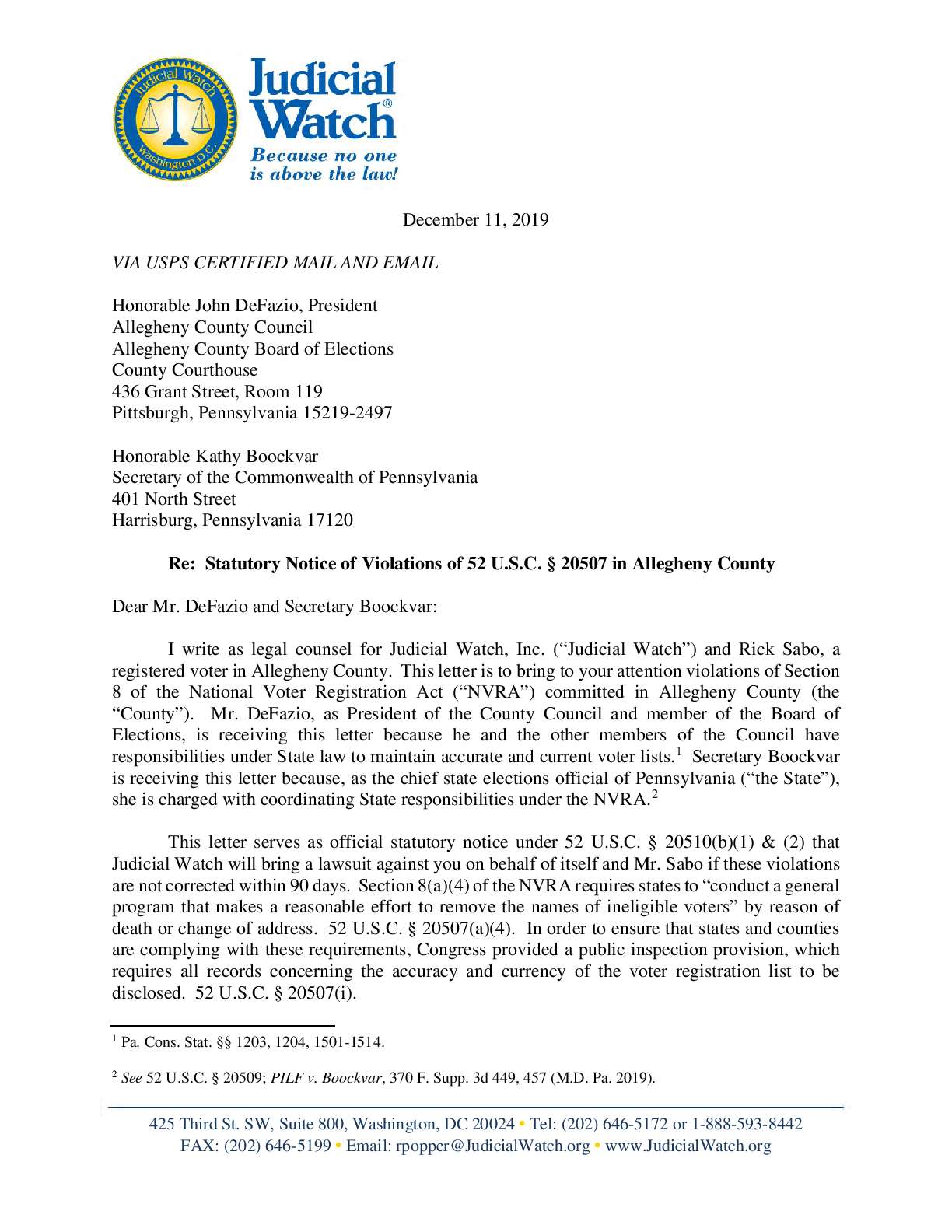 NVRA Notices 2019 Pennsylvania