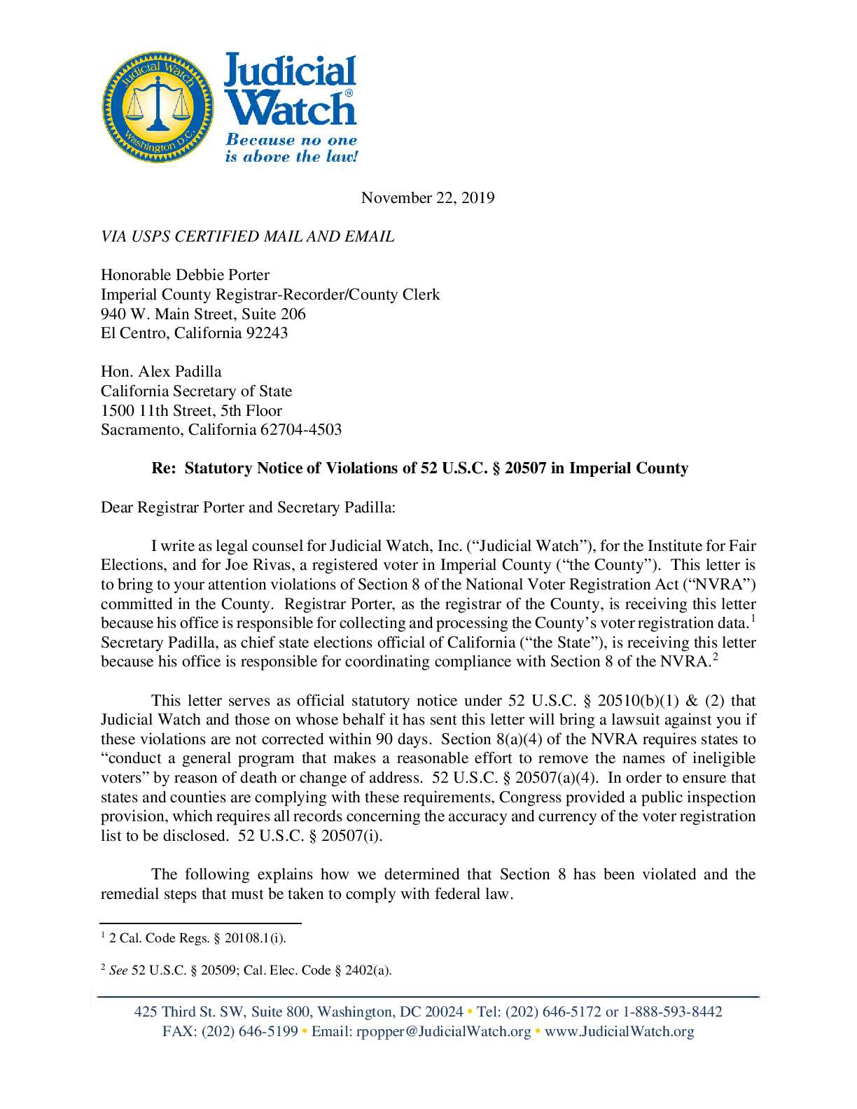 NVRA Notices 2019 California