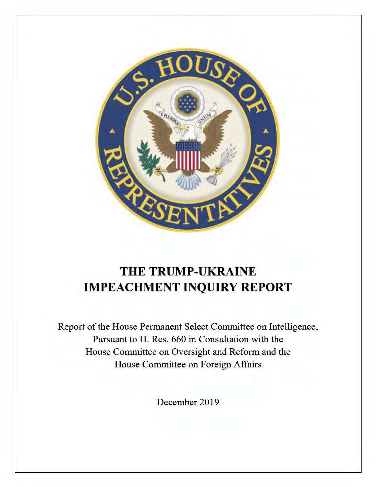Trump Ukraine impeachment inquiry report December 2019