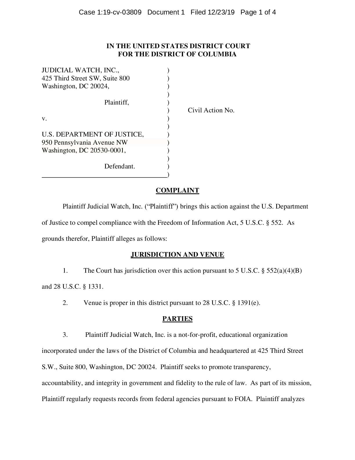 JW v DOJ Ciaramella complaint 03809