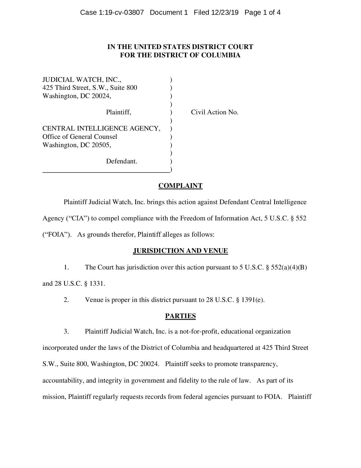 JW v CIA Ciaramella complaint 03807
