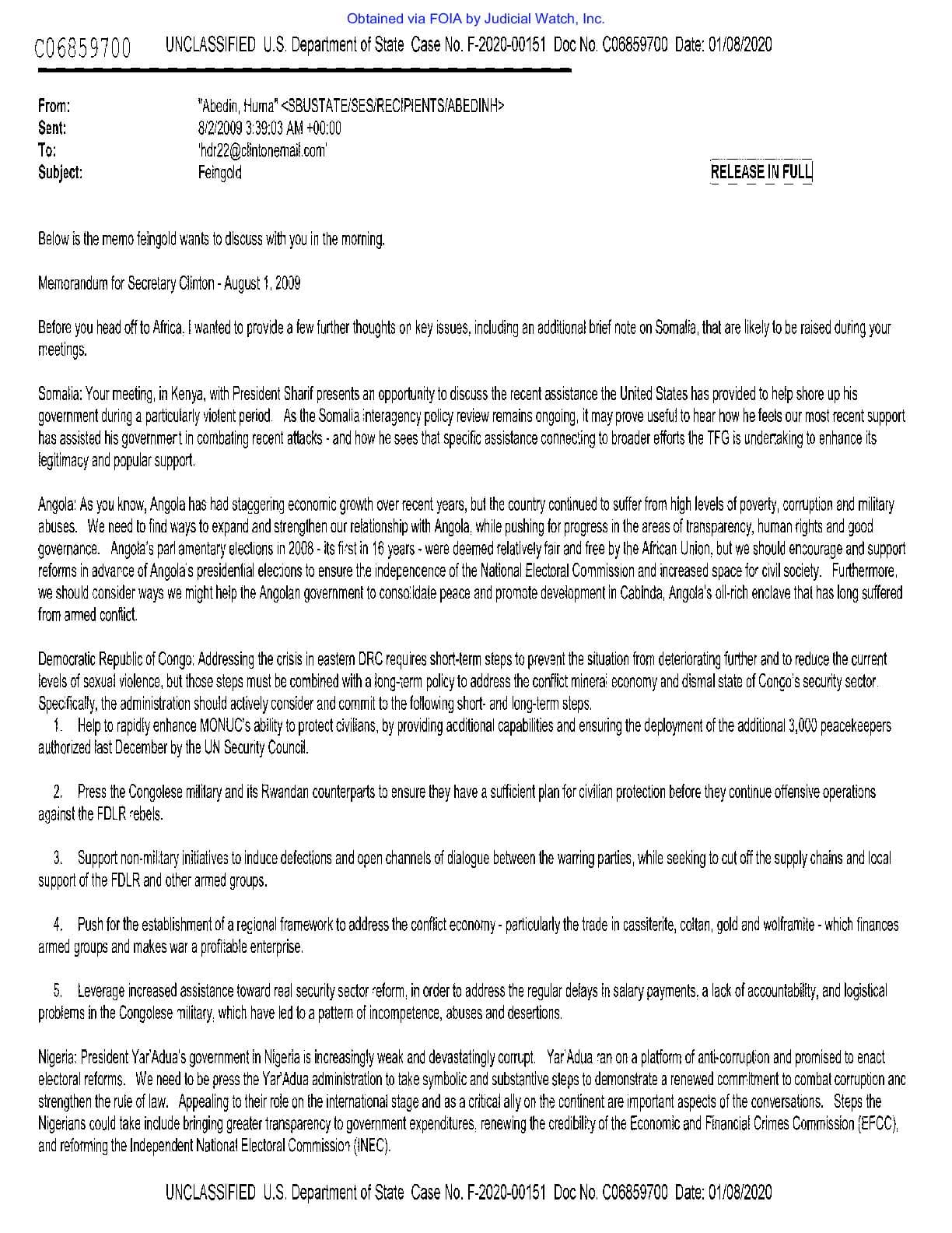 JW v. State FBI HRC emails 00687 Jan 2020 pgs 3-4