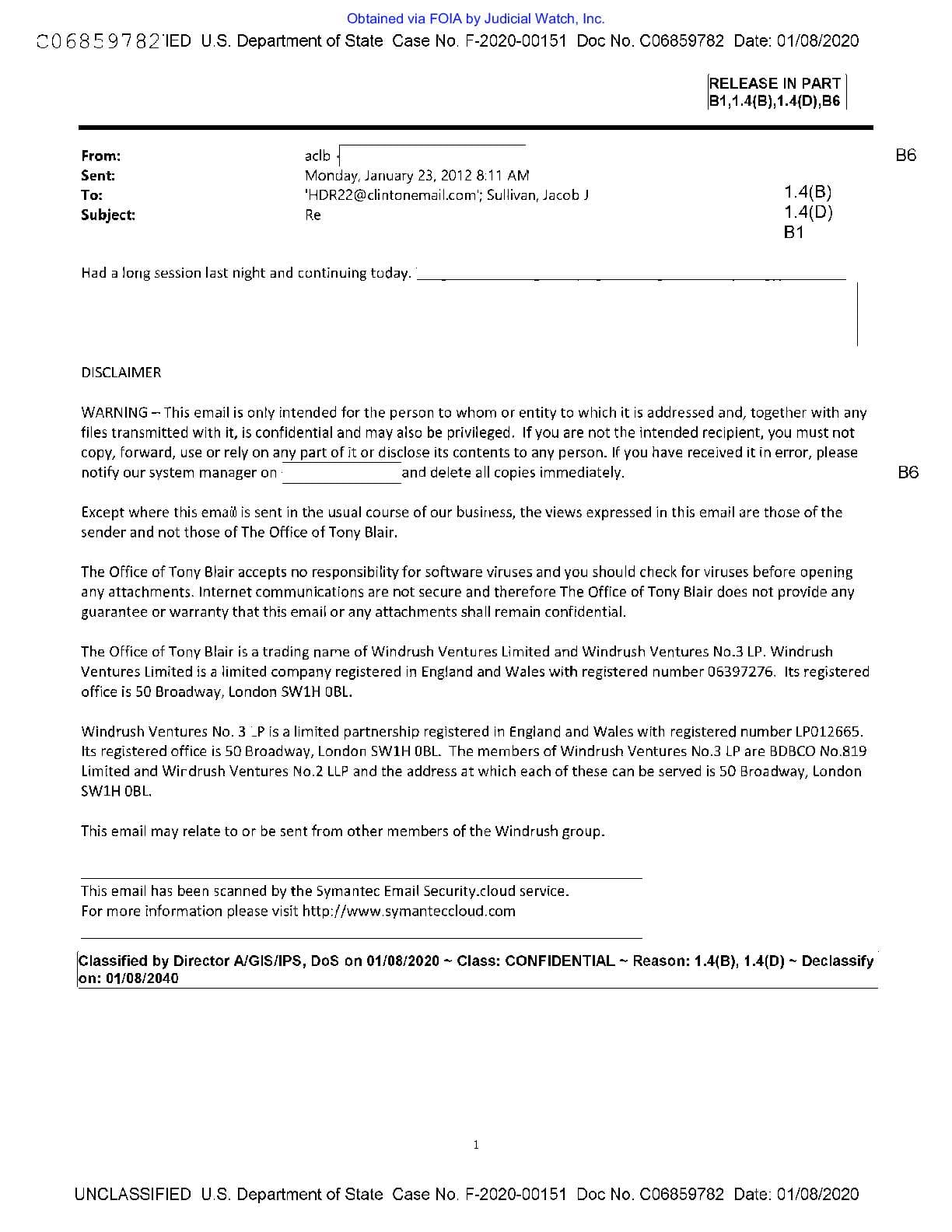 JW v. State FBI HRC emails 00687 Jan 2020 pg 13