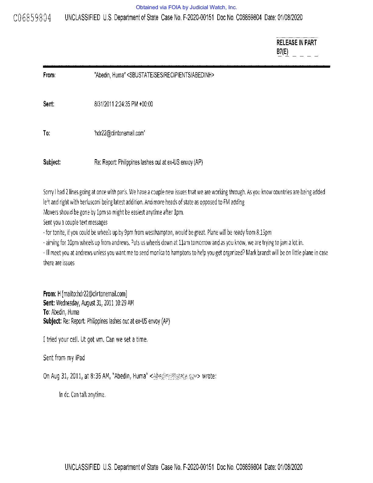 JW v. State FBI HRC emails 00687 Jan 2020 pgs 22-24