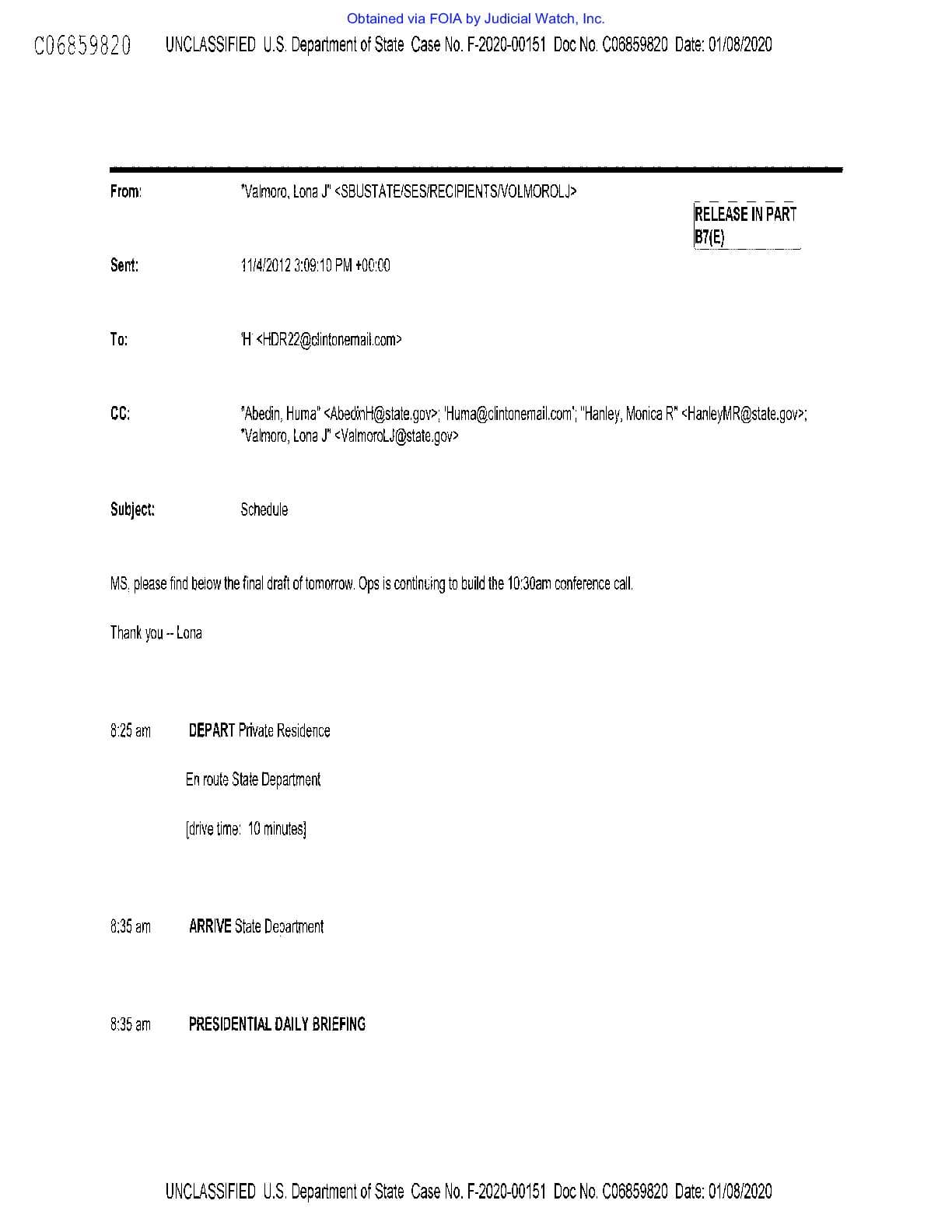 JW v. State FBI HRC emails 00687 Jan 2020 pgs 28-31