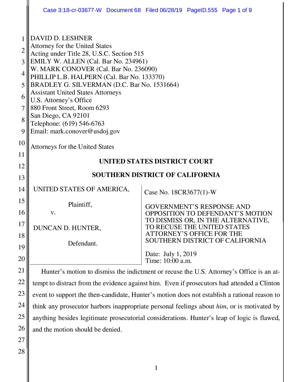 USA v Hunter government opposition 03677