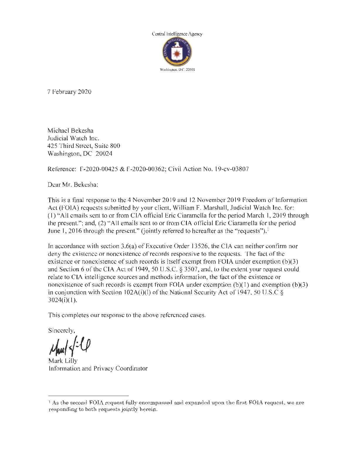 JW v. CIA Whistleblower Glomar 03807