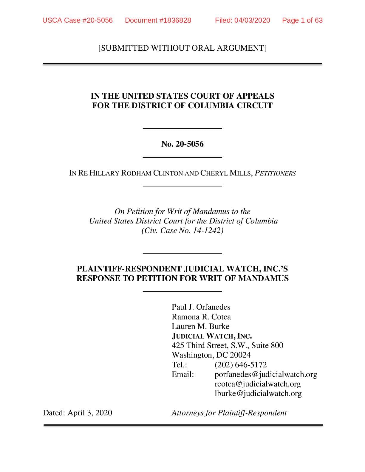 JW v State HRC mandamus response 01242 Appeal 20-5056