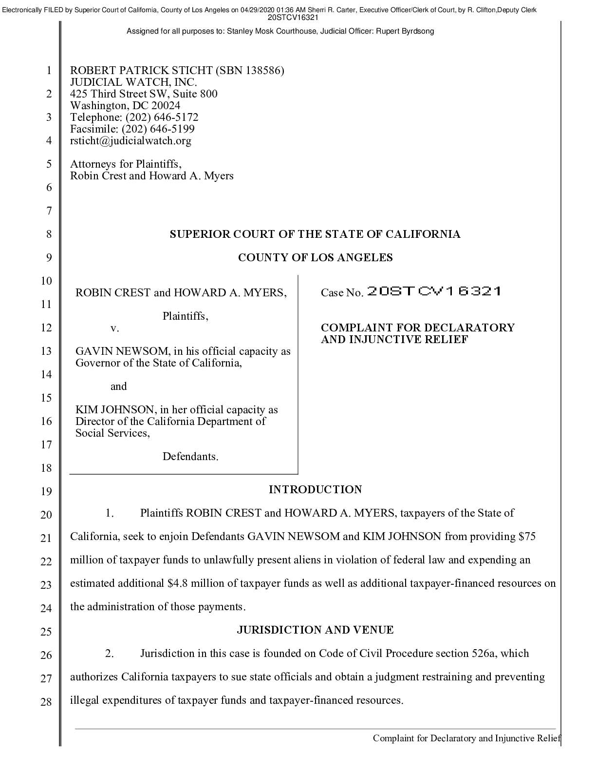 Crest v Newsom complaint 16321
