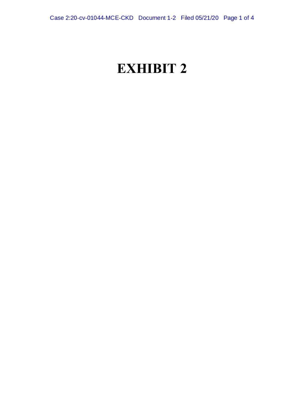 Executive Order CA N-64-20-Exhibit 2