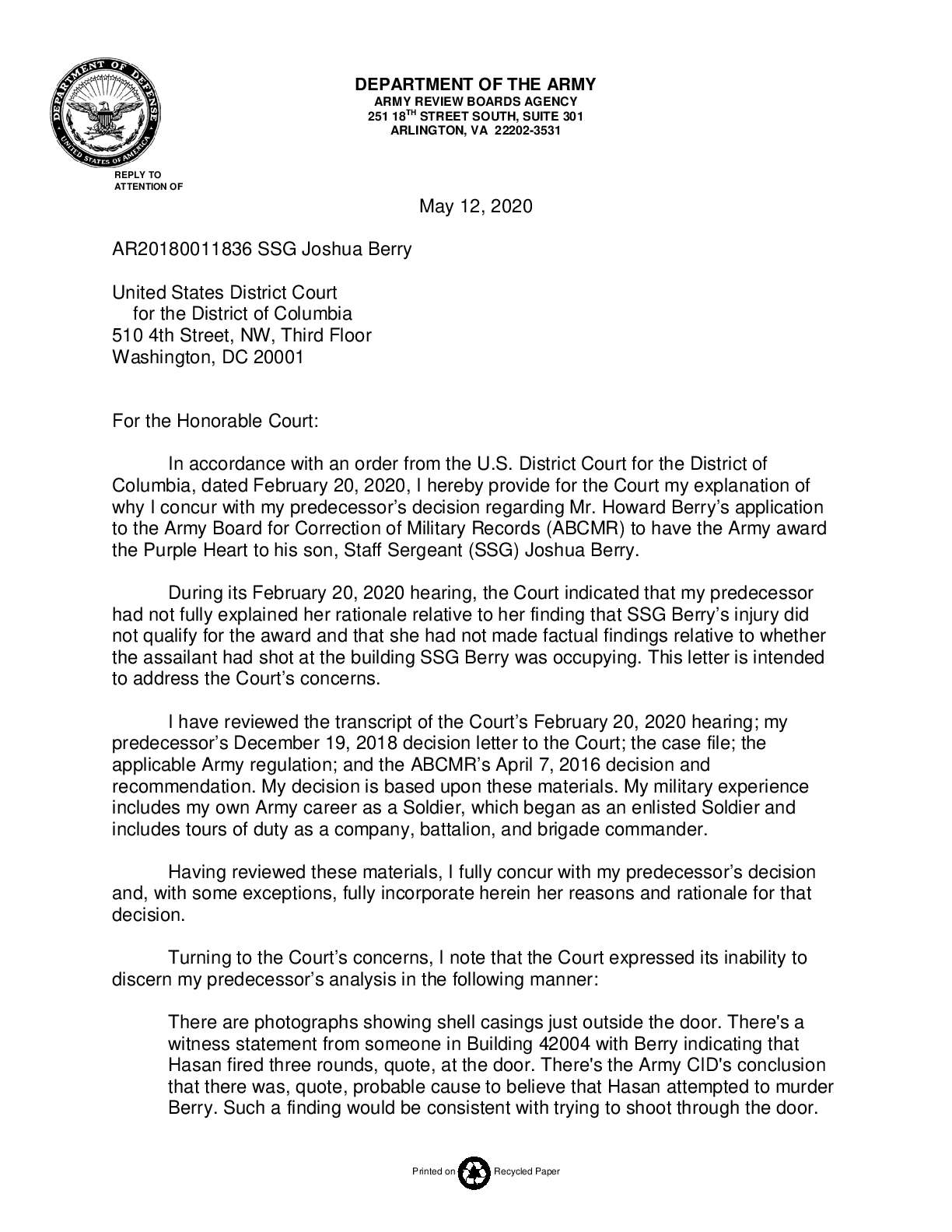 Berry v Esper appeal denial 02112