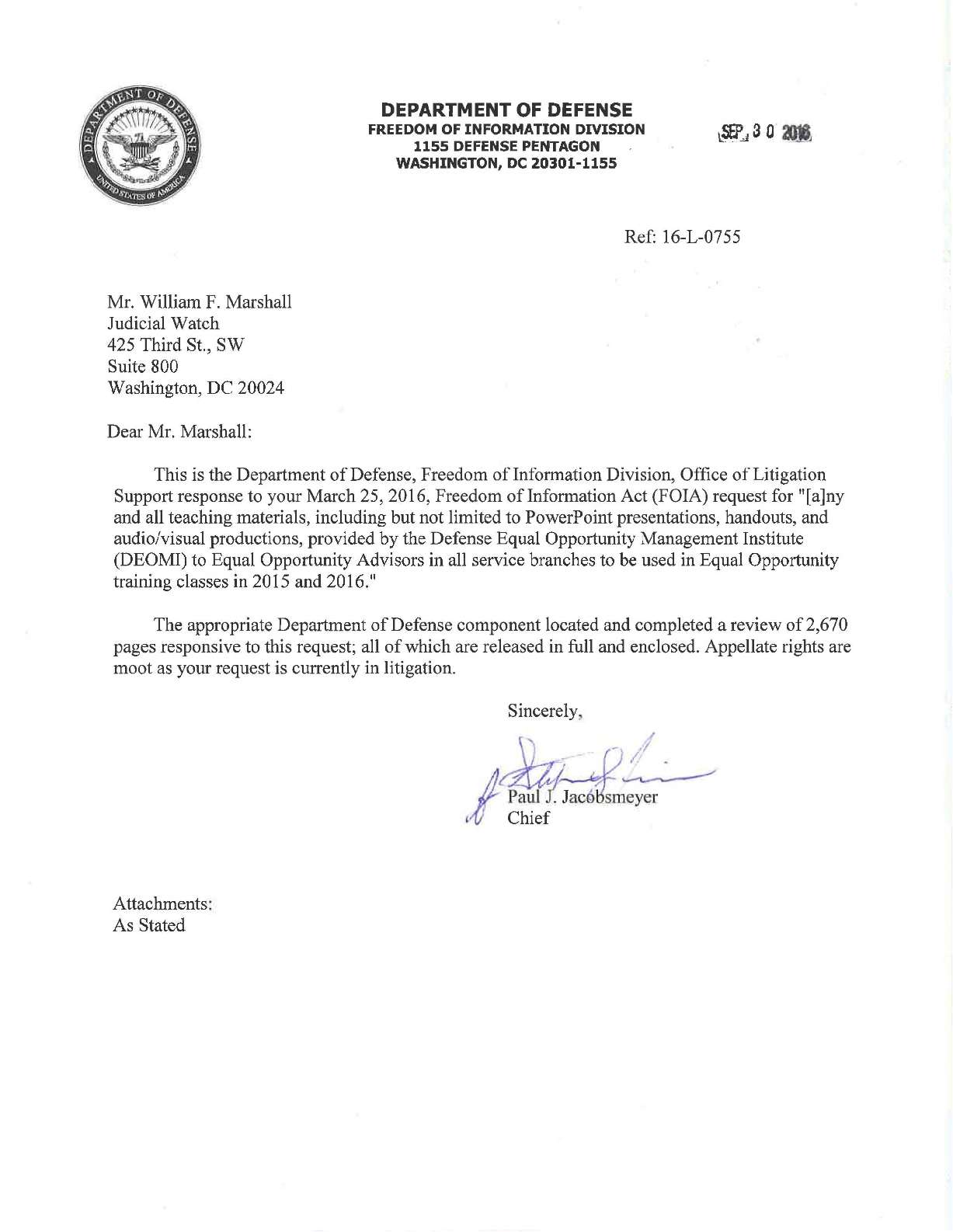 Defense Equal Opp Mgt FOIA