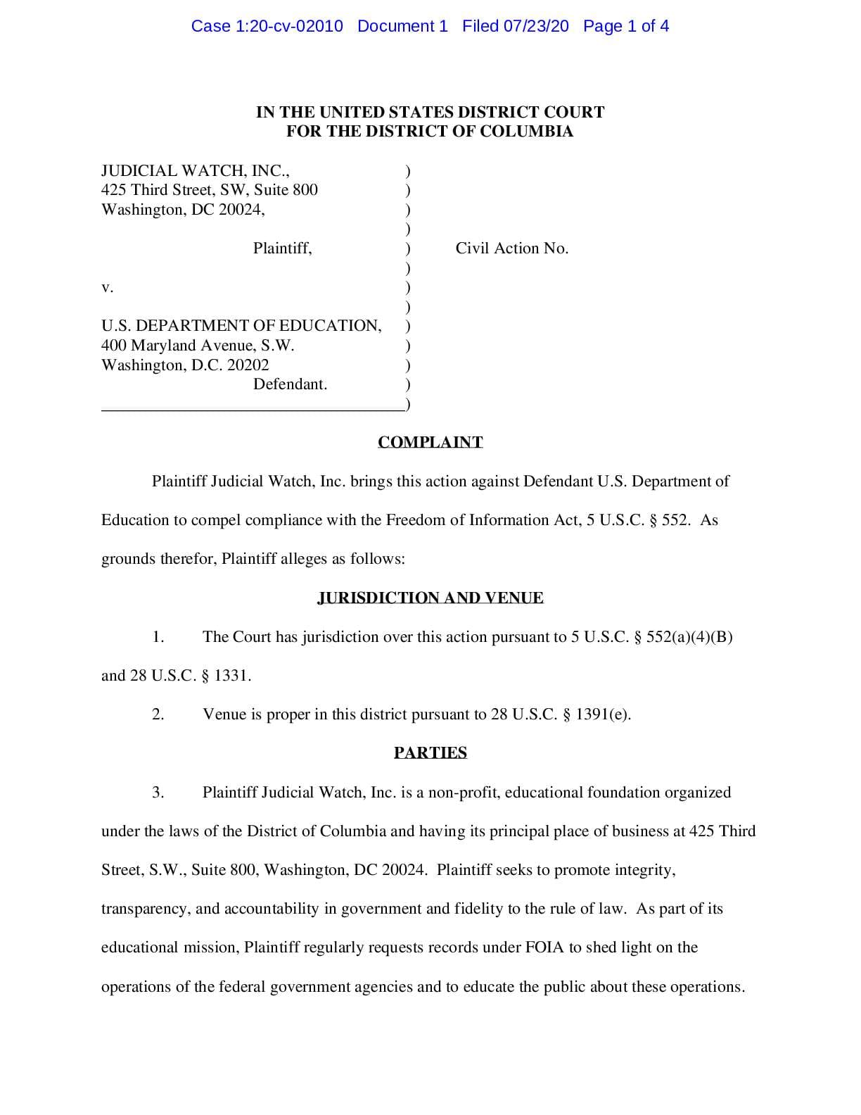 JW v Education complaint 02010