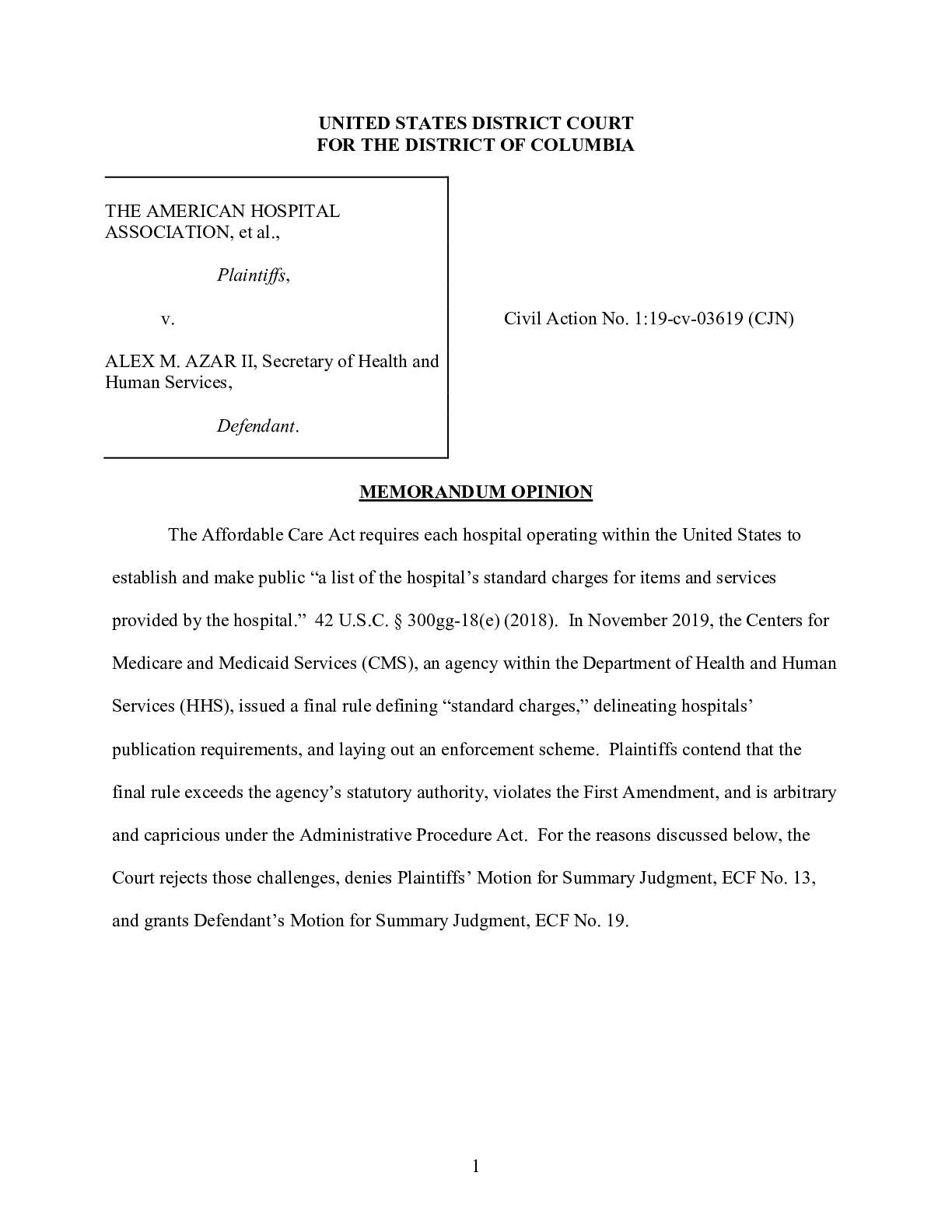 Healthcare Transparency Decision