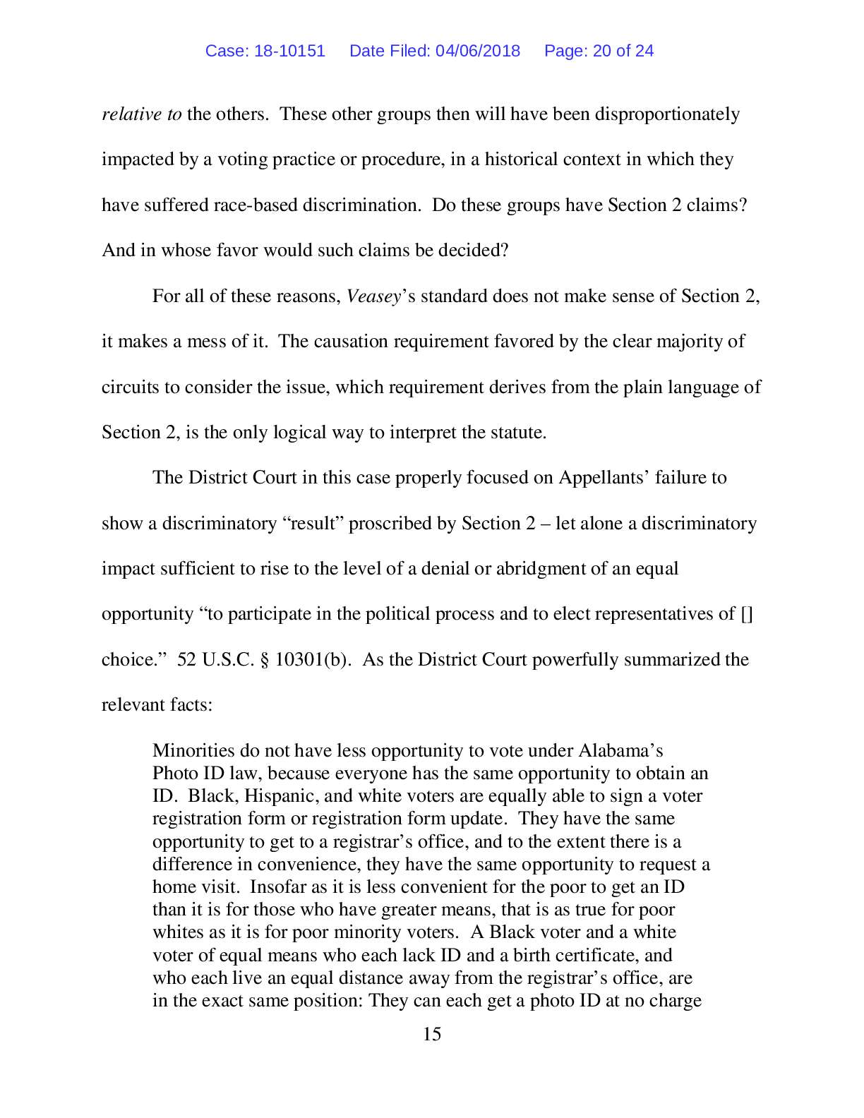 Greater Birmingham Ministries v. Alabama amici curiae voter ID 10151 pg 20