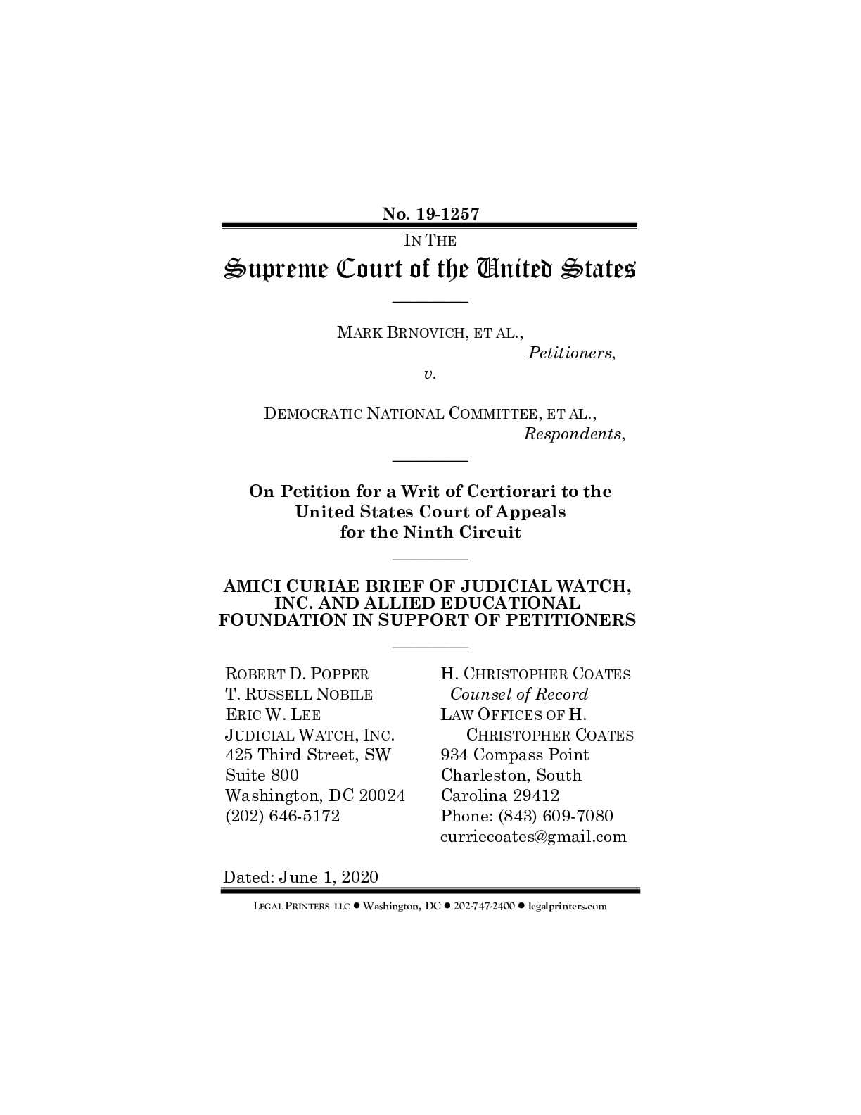 Mark Brnovich Democratic National Committee 01257 amicus