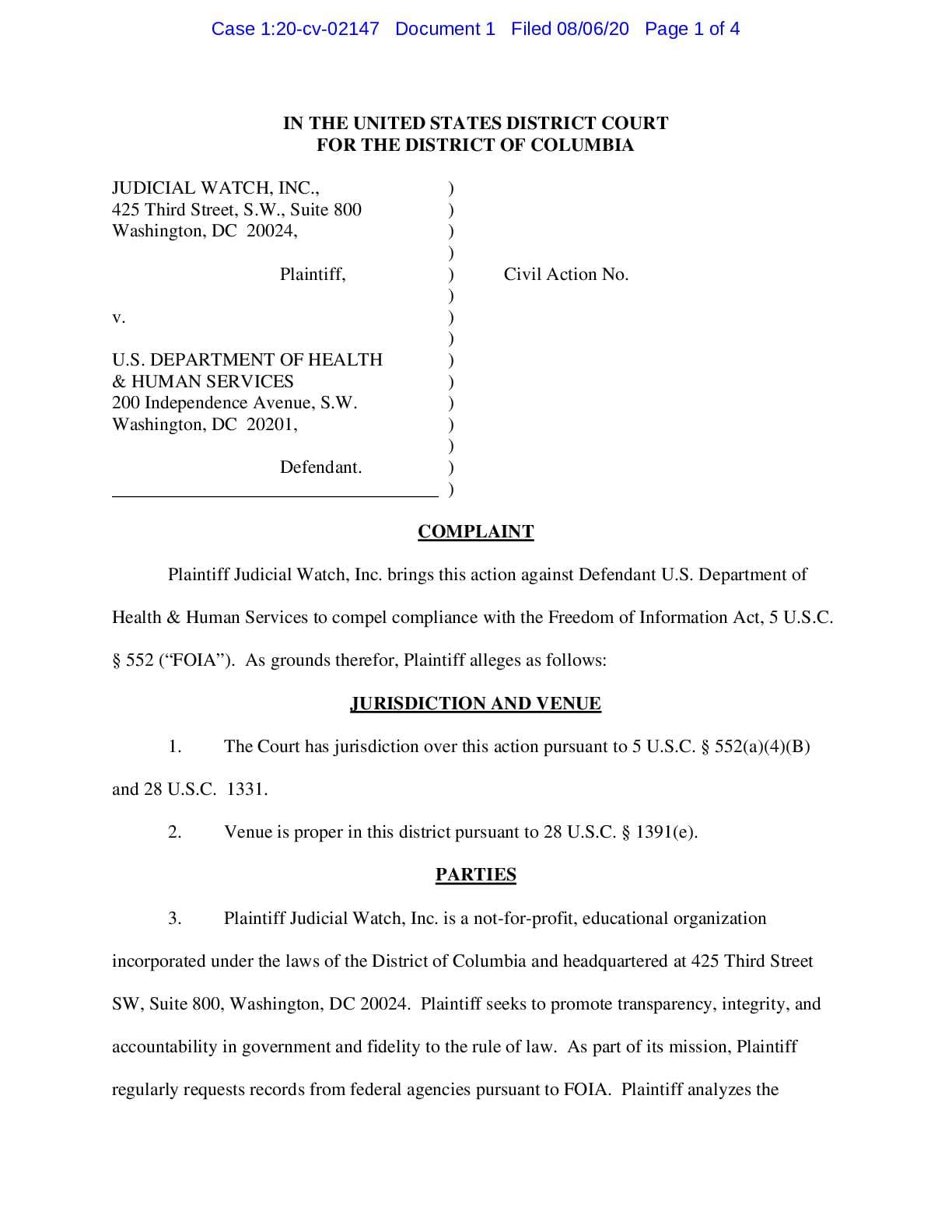 JW v HHS COVID masks complaint 02147