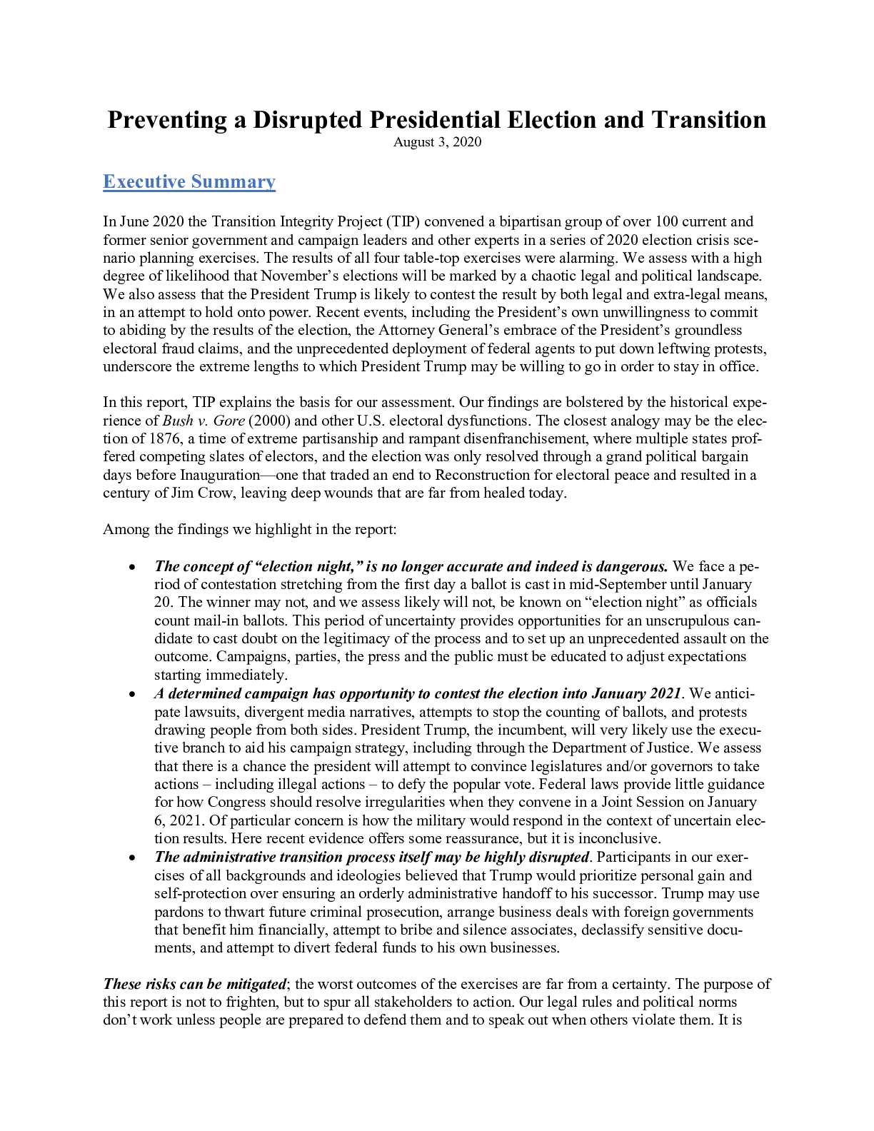 Transition Integrity Project Report