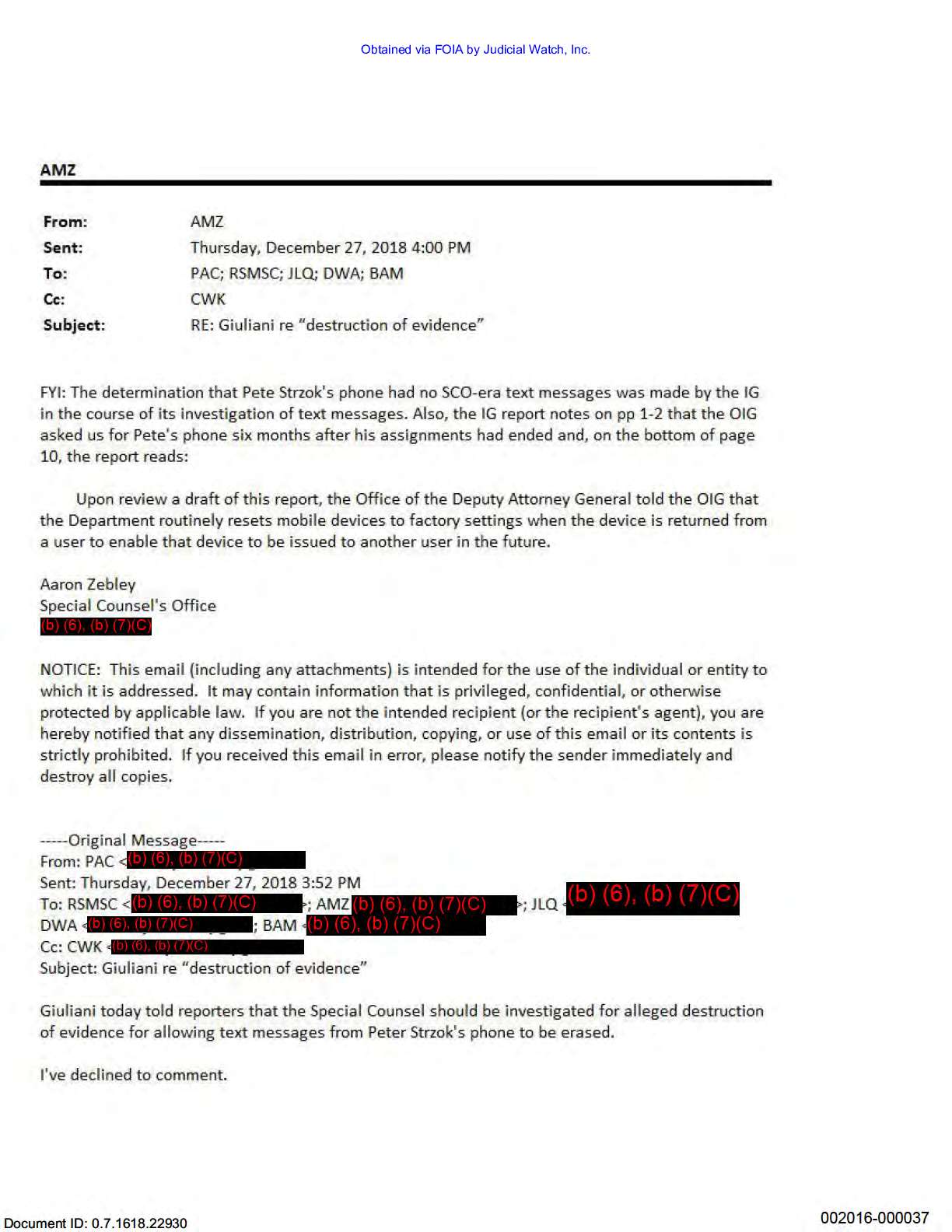 JW v DOJ Mueller Strzok Page Texts 02693 pgs 39-40