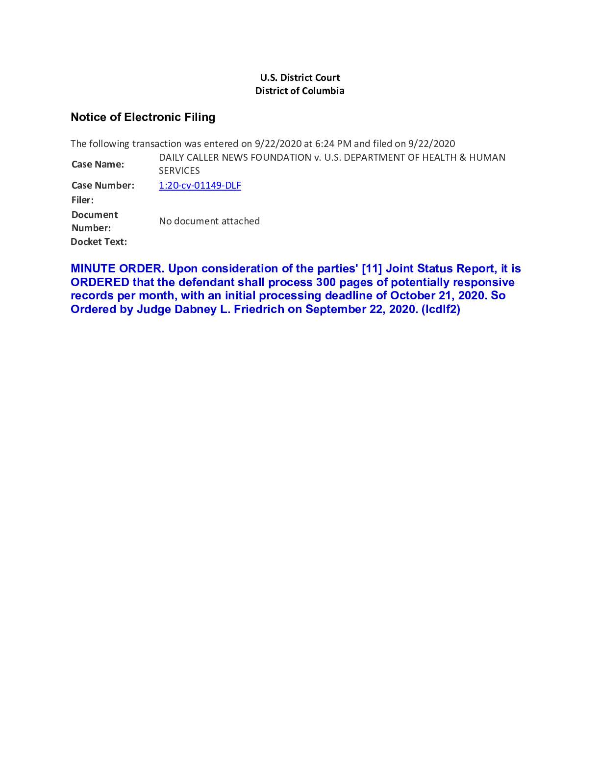 Daily Caller News Foundation v HHS order 01149