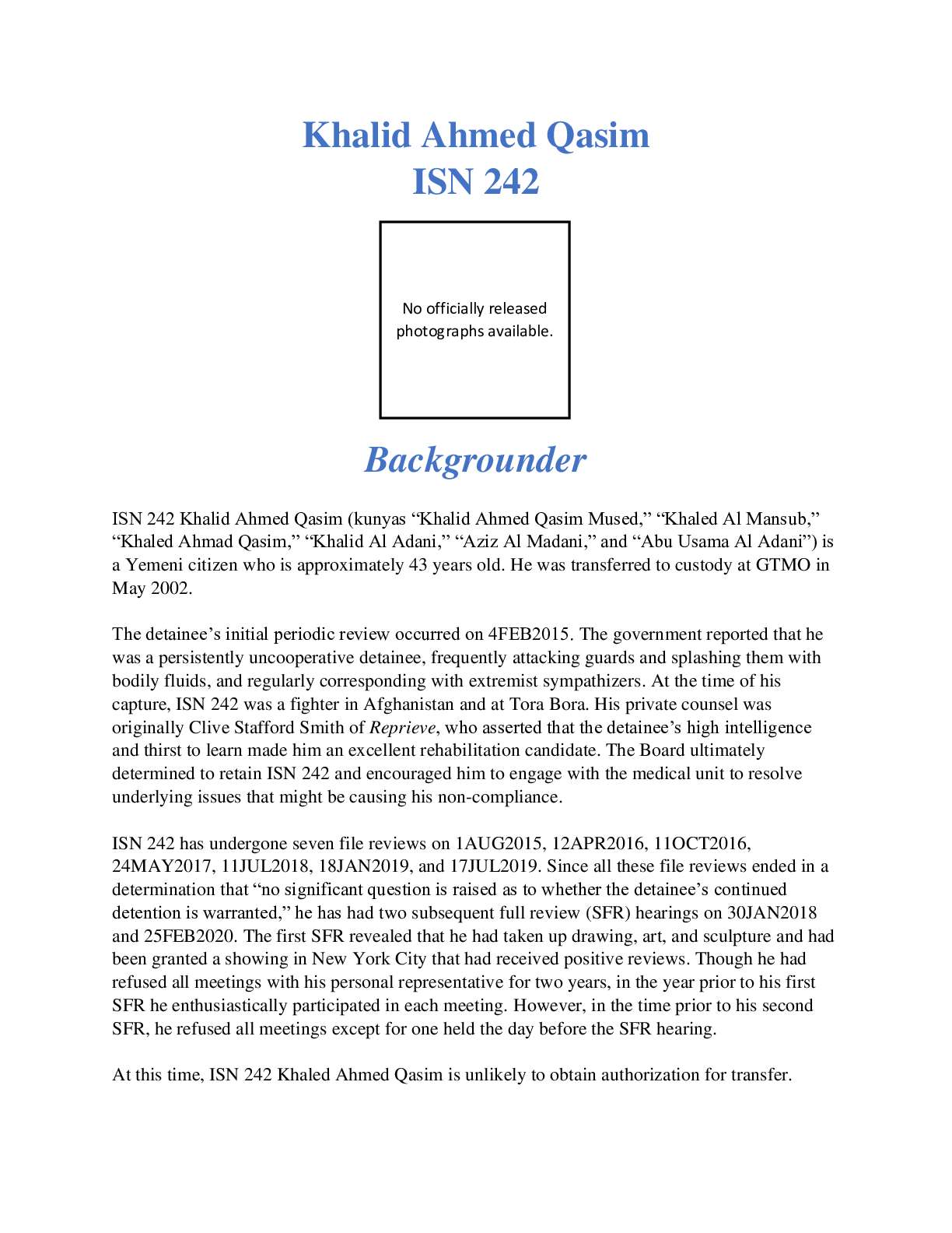 ISN 242 Khalid Ahmed Qasim