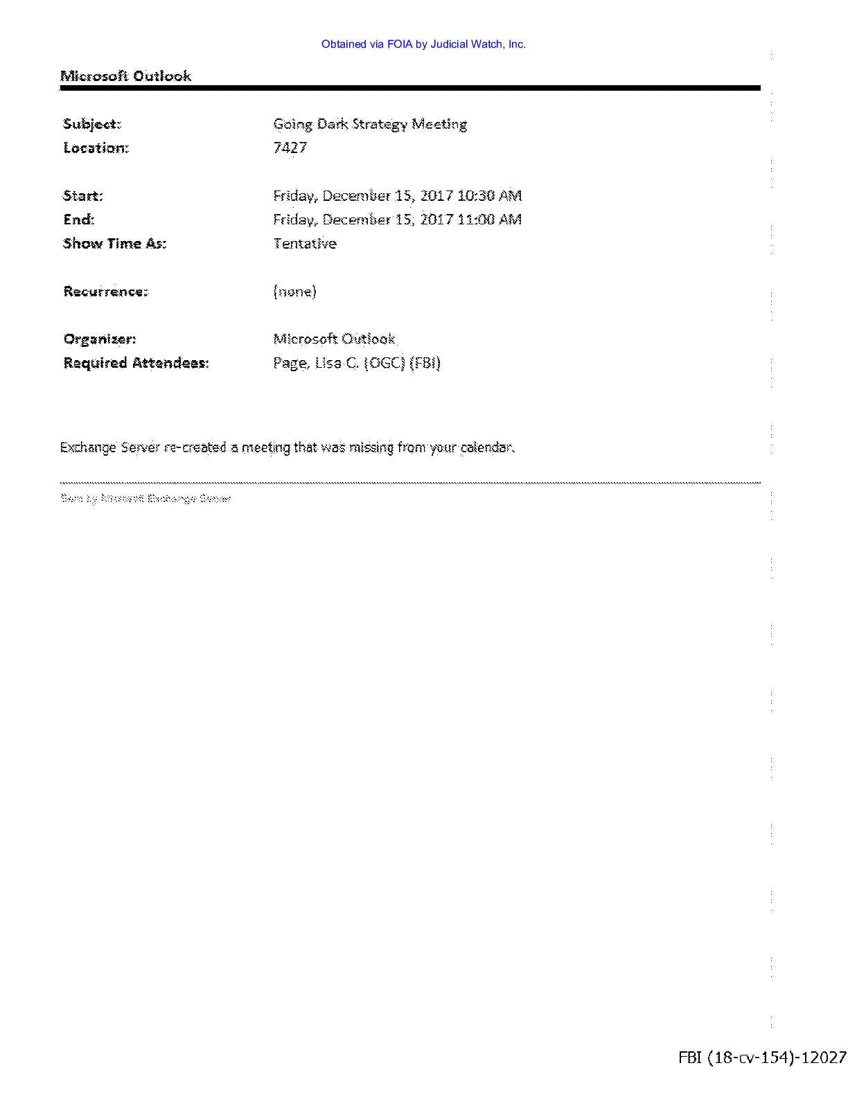 JW v DOJ Strzok Page Email prod 26 00154 pg 161