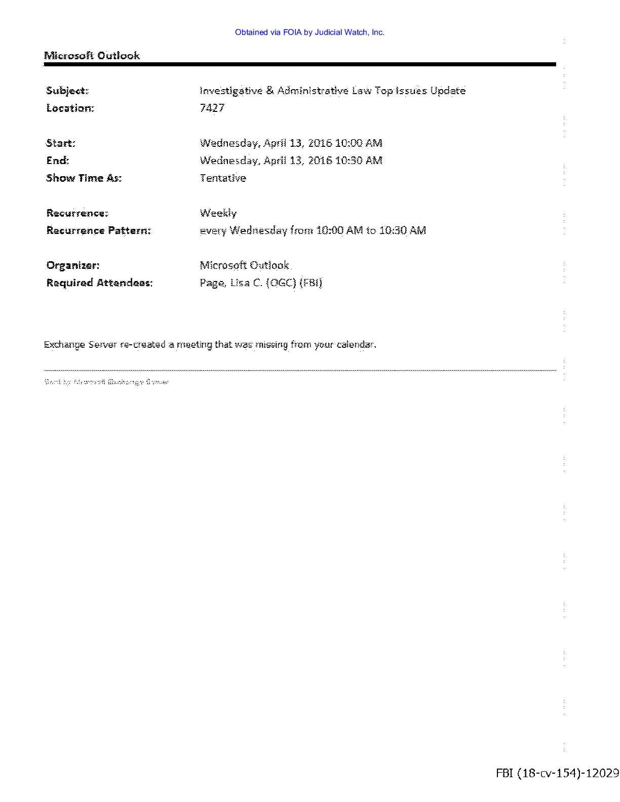 JW v DOJ Strzok Page Email prod 26 00154 pg 163