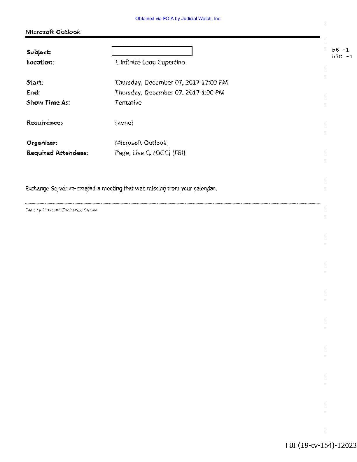 JW v DOJ Strzok Page Email prod 26 00154 pg 157