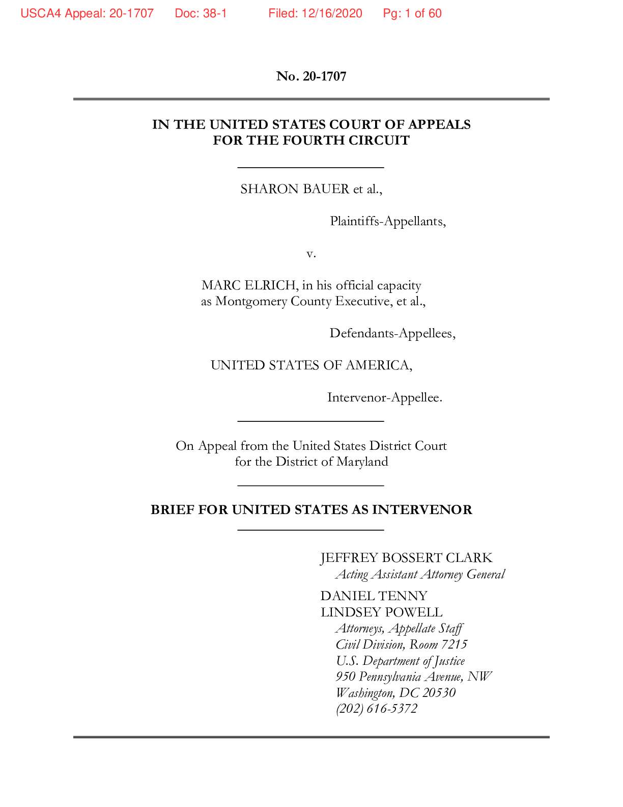 Bauer v. Elrich DOJ amicus 20-1707 01212