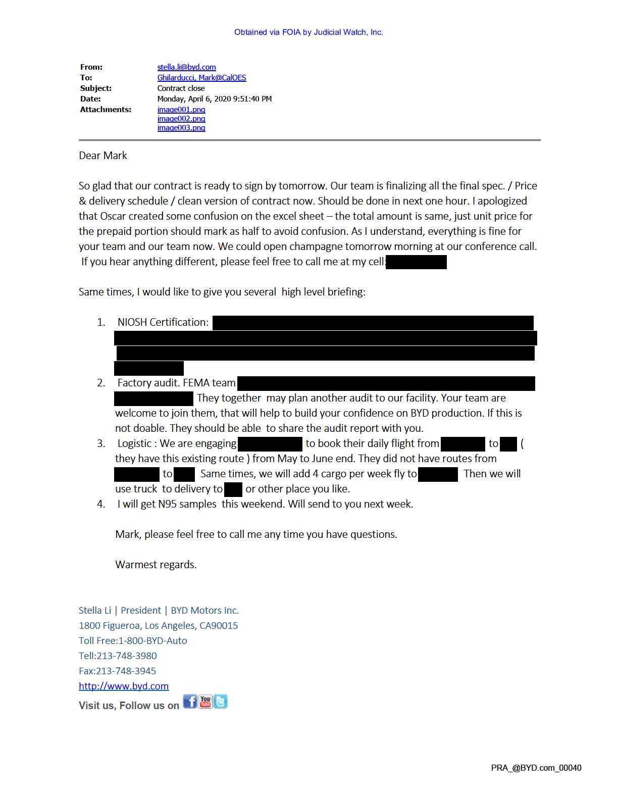 China’s BYD CA Mask FOIA pg 85