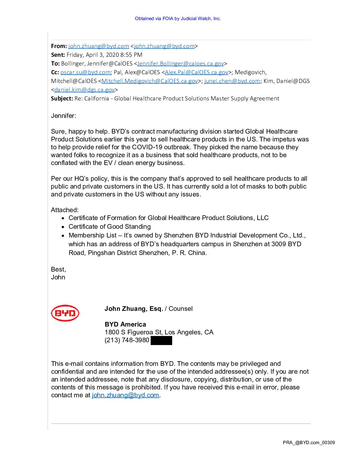 China’s BYD CA Mask FOIA pgs 354-359