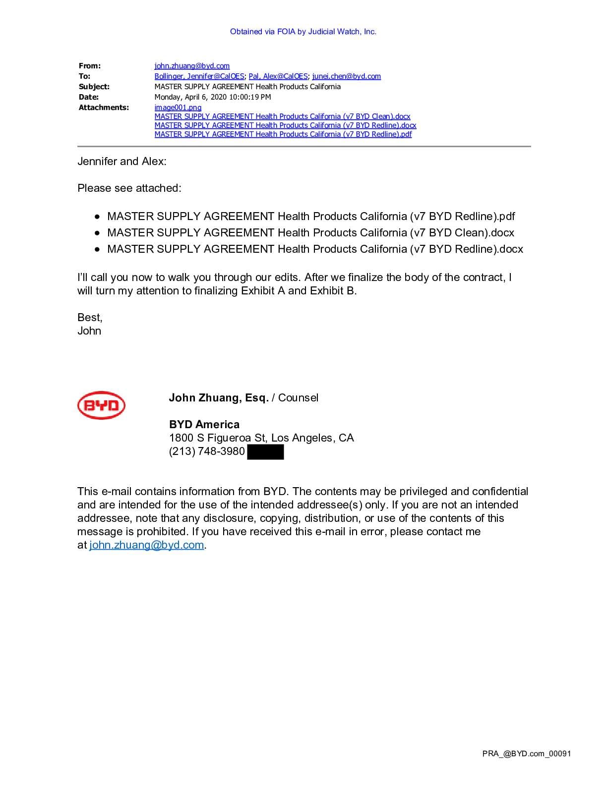 China’s BYD CA Mask FOIA pgs 136-158