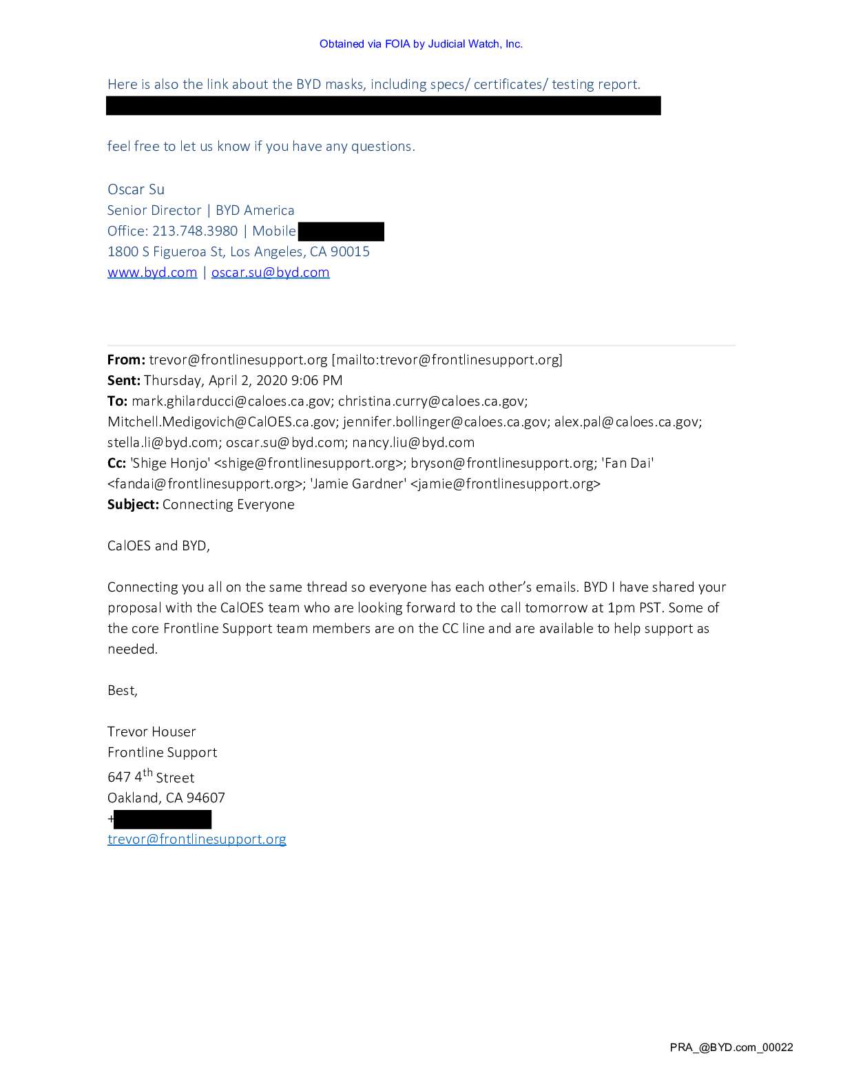 China’s BYD CA Mask FOIA pg 67