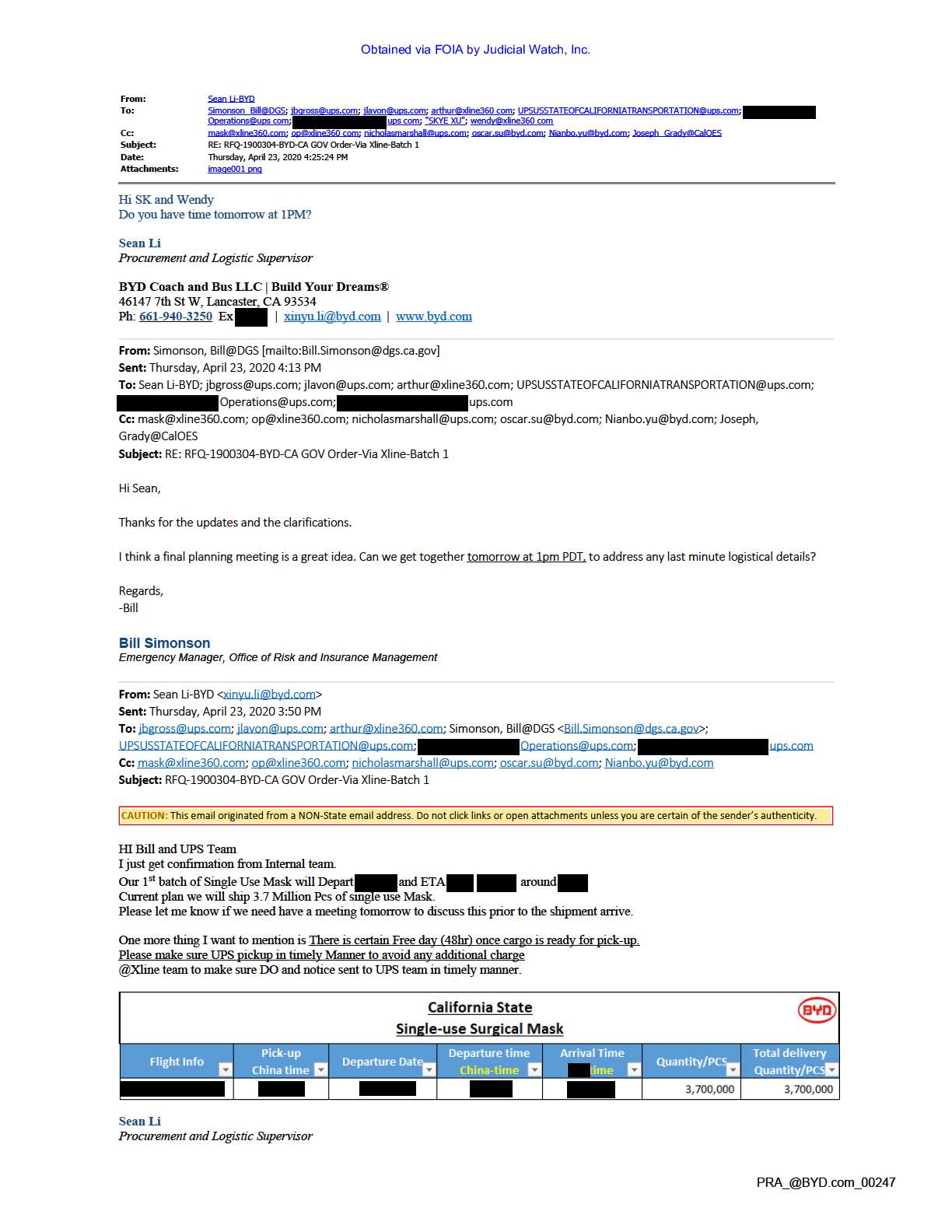 China’s BYD CA Mask FOIA pgs 292-293