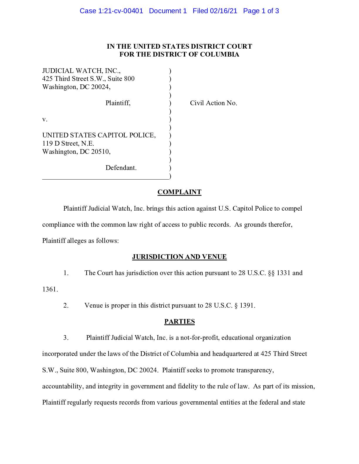JW v. US Capitol Police complaint 00401